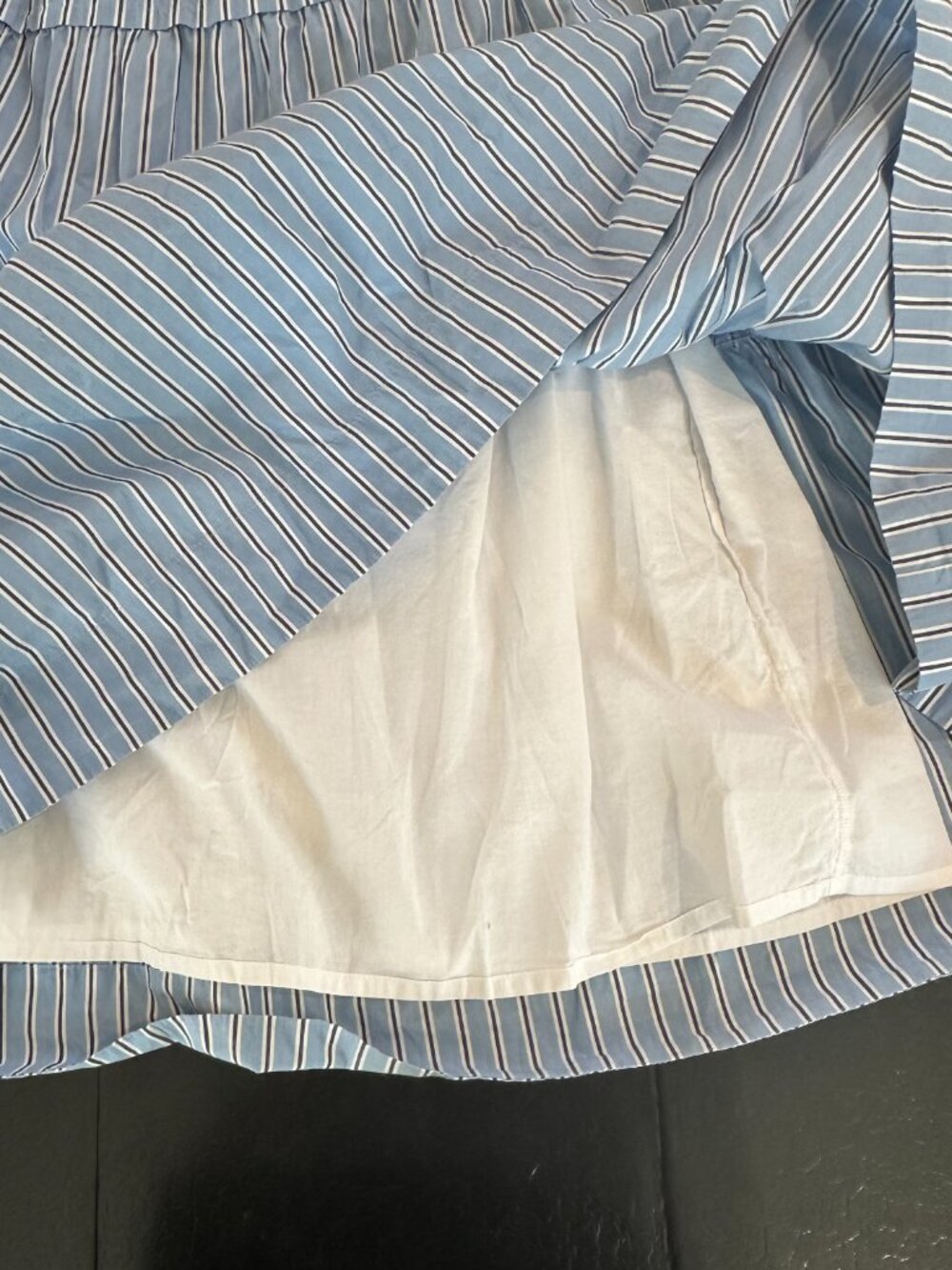 Quince Organic Cotton Poplin Tiered Maxi Skirt Tribeca Blue White Stripe Small S - Picture 6 of 6